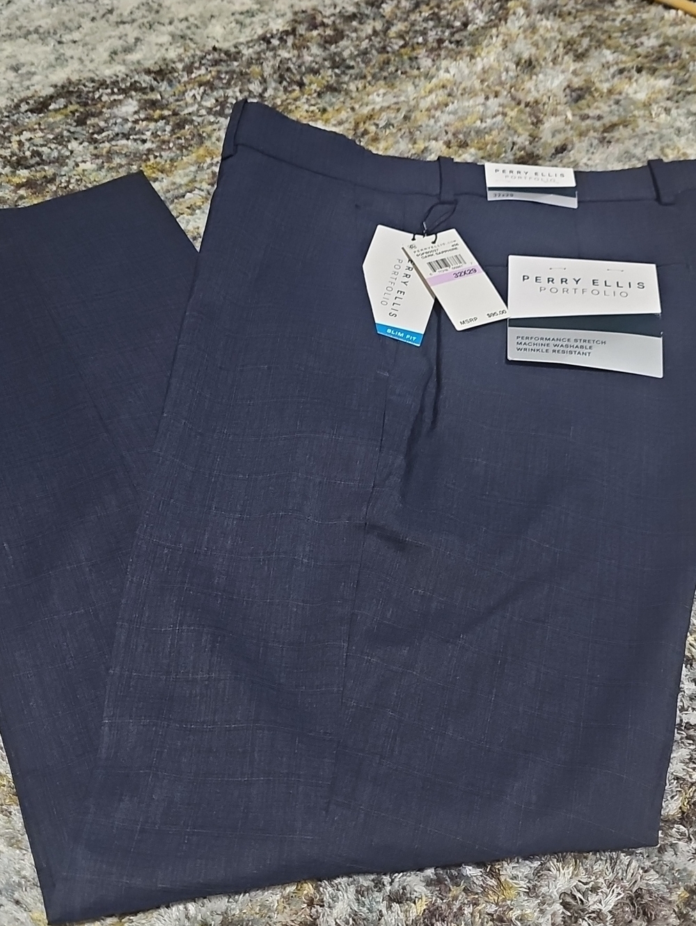Perry Ellis Men’s Dress Pants Dark Sapphrire Blue